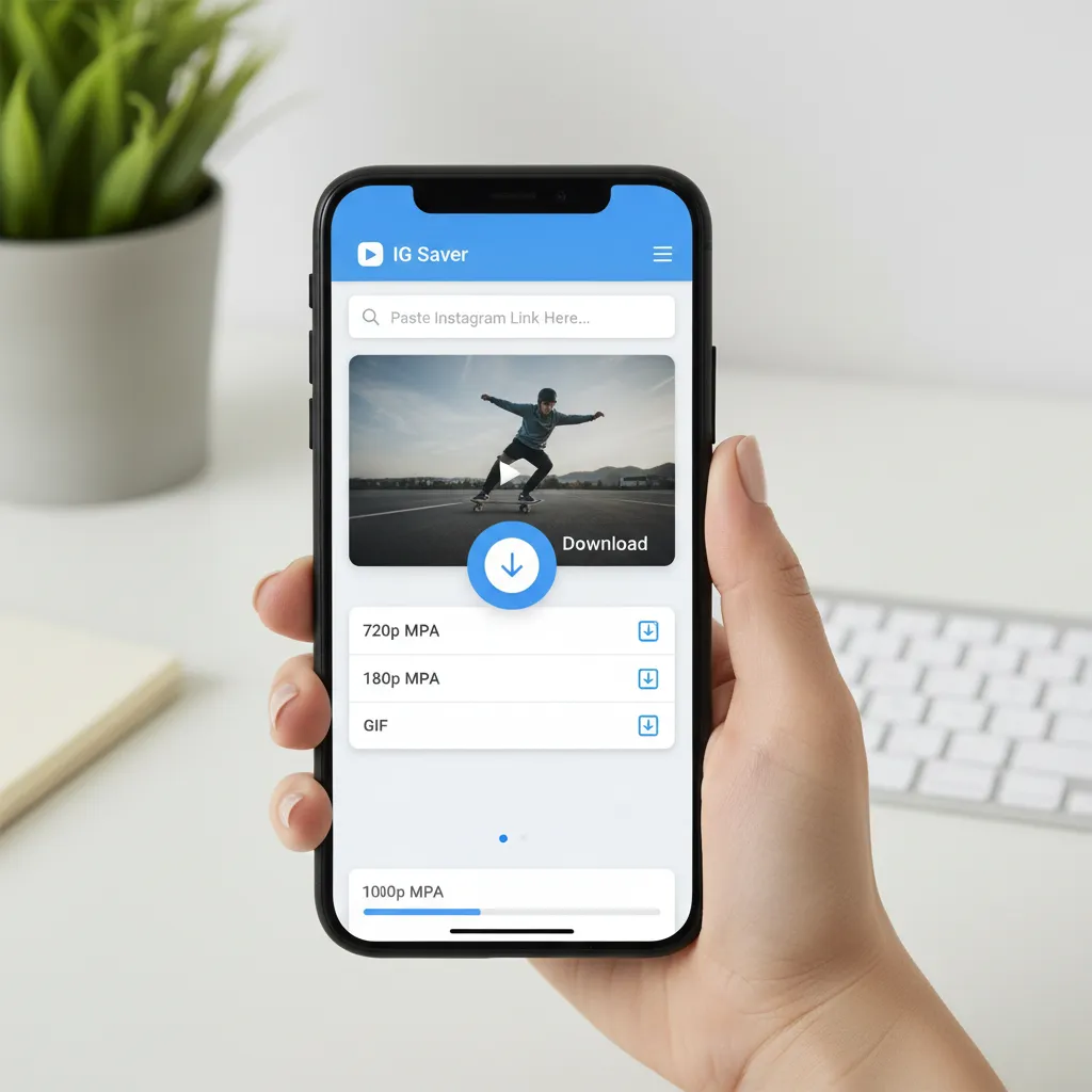 Instagram video downloader app Android screen interface