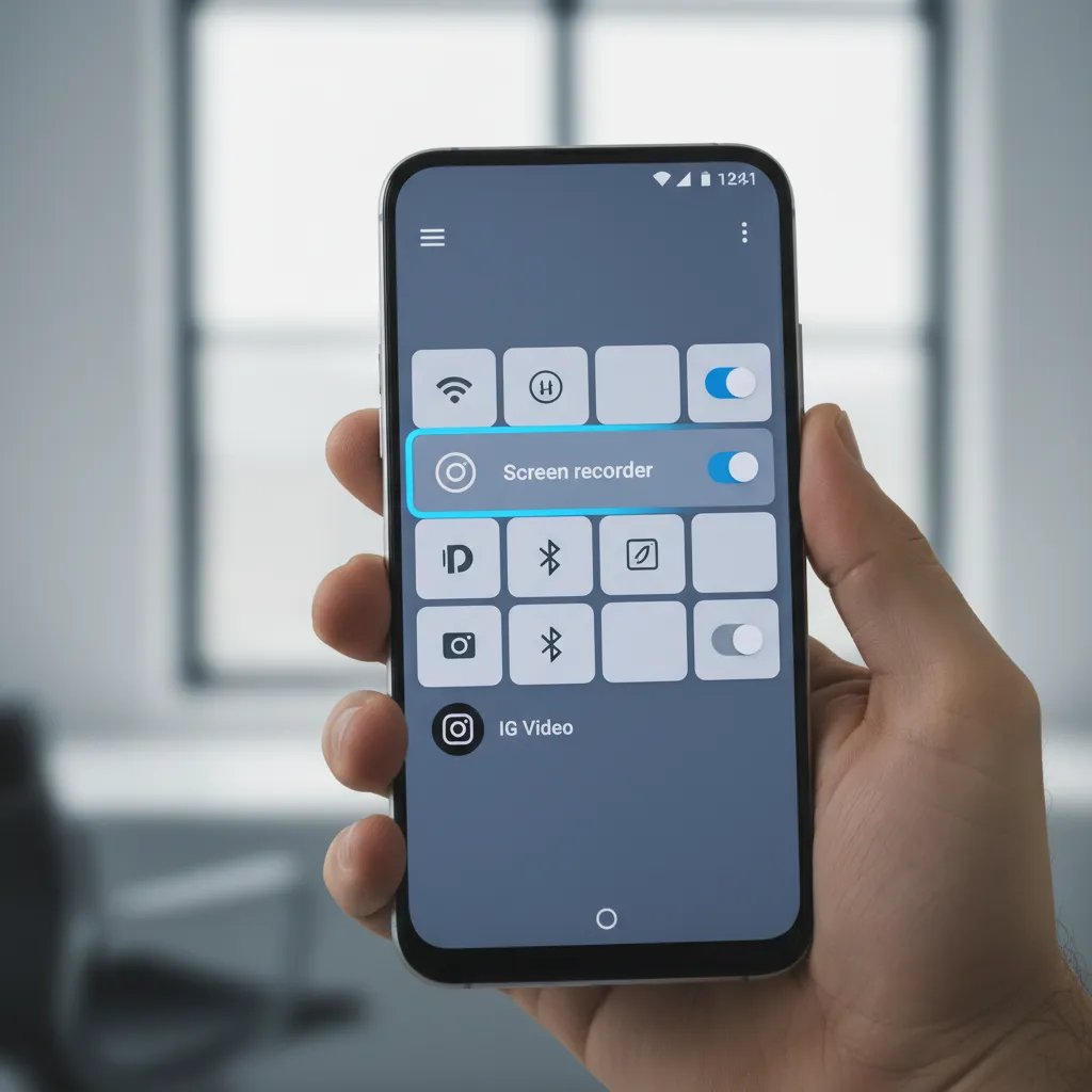 Android screen recording Instagram video quick settings panel
